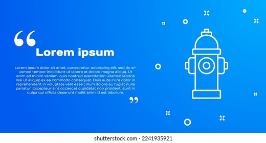 White line Fire hydrant icon isolated on blue background.  Vector