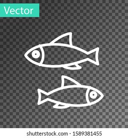 White line Fish icon isolated on transparent background.  Vector Illustration