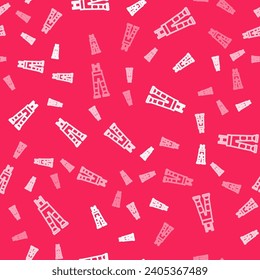 White line Fisherman rubber pants icon isolated seamless pattern on red background.  Vector
