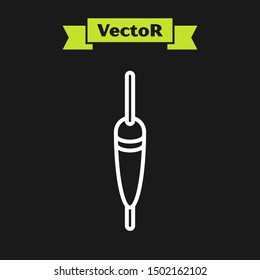 White line Fishing float icon isolated on black background. Fishing tackle.  Vector Illustration