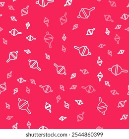 White line Fishing float icon isolated seamless pattern on red background. Fishing tackle.  Vector