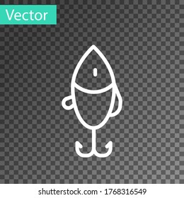 White line Fishing lure icon isolated on transparent background. Fishing tackle. Vector