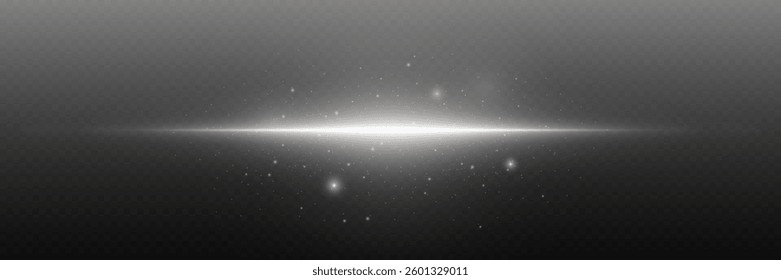 White line flare, luminous effect of light and sparks explosion.