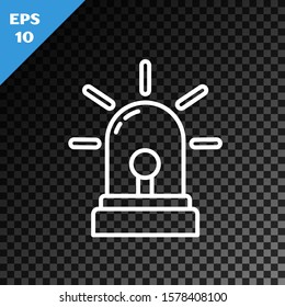 White line Flasher siren icon isolated on transparent dark background. Emergency flashing siren.  Vector Illustration