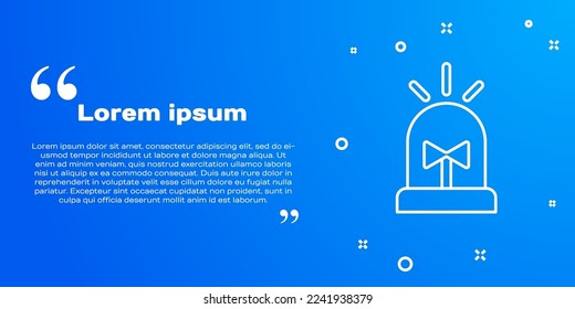 White line Flasher siren icon isolated on blue background. Emergency flashing siren.  Vector