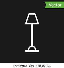 White line Floor lamp icon isolated on black background.  Vector Illustration