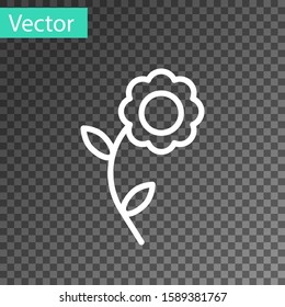 White line Flower icon isolated on transparent background.  Vector Illustration