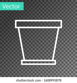 White line Flower pot icon isolated on transparent background.  Vector Illustration