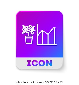 White line Flower statistics icon isolated on white background. Rectangle color button. Vector Illustration