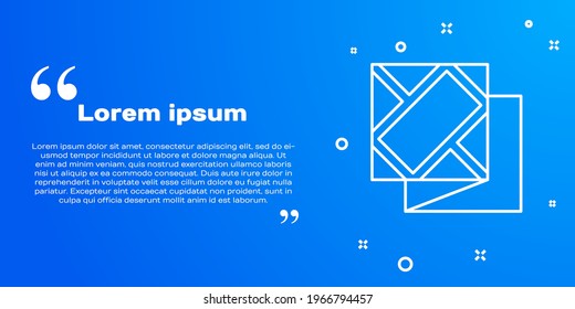 White line Folded map icon isolated on blue background.  Vector Illustration