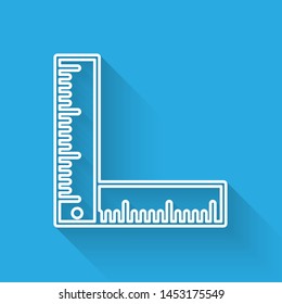 White line Folding ruler icon isolated with long shadow.  Vector Illustration