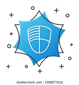 White line Football club logo template icon isolated on white background. Design element for logo, label, emblem, sign, poster. Blue hexagon button. Vector Illustration White line Football club logo template icon isolated on white background. Design element for logo, label, emblem, sign, poster. Blue hexagon button. Vector Illustration