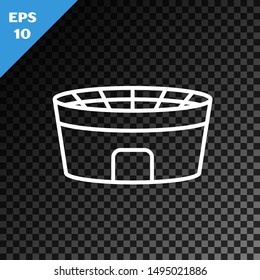 White line Football stadium icon isolated on transparent dark background. Football arena.  Vector Illustration