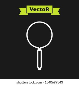White line Frying pan icon isolated on black background. Fry or roast food symbol.  Vector Illustration