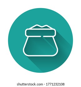 White line Full sack icon isolated with long shadow. Green circle button. Vector
