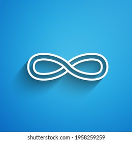 White line Function mathematical symbol icon isolated on blue background. Long shadow. Vector Illustration