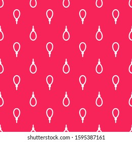 White line Gallows rope loop hanging icon isolated seamless pattern on red background. Rope tied into noose. Suicide, hanging or lynching.  Vector Illustration