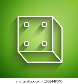 White line Game dice icon isolated on green background. Casino gambling.  Vector Illustration