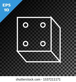 White line Game dice icon isolated on transparent dark background. Casino gambling.  Vector Illustration