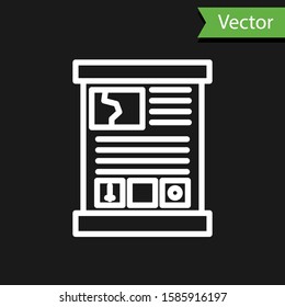 White line Game guide icon isolated on black background. User manual, instruction, guidebook, handbook.  Vector Illustration