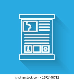 White line Game guide icon isolated with long shadow. User manual, instruction, guidebook, handbook.  Vector Illustration