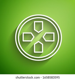 White line Gamepad icon isolated on green background. Game controller.  Vector Illustration