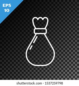 White line Garbage bag icon isolated on transparent dark background.  Vector Illustration