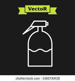 White line Garden sprayer for water, fertilizer, chemicals icon isolated on black background.  Vector Illustration