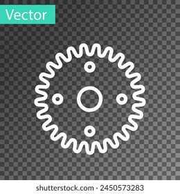White line Gear icon isolated on transparent background. Cogwheel gear settings sign. Cog symbol.  Vector