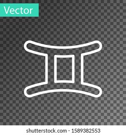 White line Gemini zodiac sign icon isolated on transparent background. Astrological horoscope collection.  Vector Illustration
