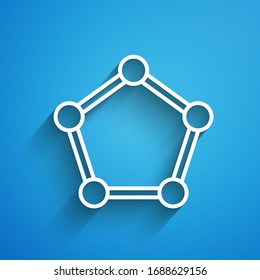 White line Geometric figure Sphere icon isolated on blue background. Abstract shape. Geometric ornament. Long shadow. Vector Illustration
