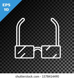 White line Glasses icon isolated on transparent dark background. Eyeglass frame symbol.  Vector Illustration