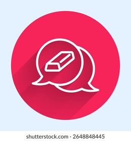 White line Gold bars icon isolated with long shadow background. Banking business concept. Red circle button. Vector