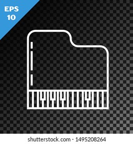 White line Grand piano icon isolated on transparent dark background. Musical instrument.  Vector Illustration