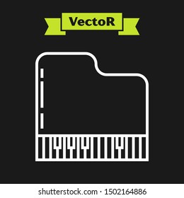 White line Grand piano icon isolated on black background. Musical instrument.  Vector Illustration