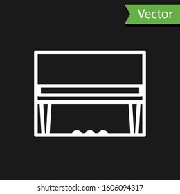 White line Grand piano icon isolated on black background. Musical instrument.  Vector Illustration