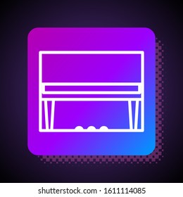 White line Grand piano icon isolated on black background. Musical instrument. Square color button. Vector Illustration