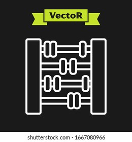 White line Graph, schedule, chart, diagram, infographic, pie graph icon isolated on black background.  Vector Illustration