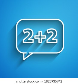 White line Graph, schedule, chart, diagram, infographic, pie graph icon isolated on blue background. Long shadow. Vector Illustration