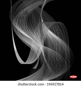 white line grey wave on black background vector