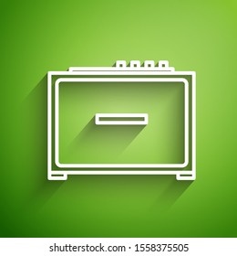 White line Guitar amplifier icon isolated on green background. Musical instrument.  Vector Illustration