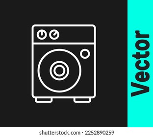 White line Guitar amplifier icon isolated on black background. Musical instrument.  Vector