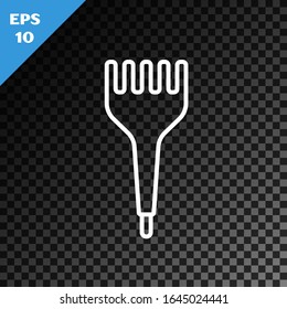 White line Hairbrush icon isolated on transparent dark background. Comb hair sign. Barber symbol.  Vector Illustration