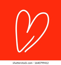 White line hand drawn vector illustration in cartoon comic style red vibrant passion color