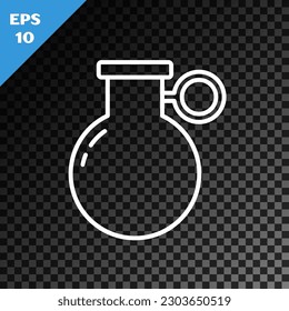 White line Hand grenade icon isolated on transparent dark background. Bomb explosion.  Vector Illustration