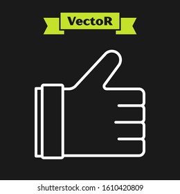 White line Hand like icon isolated on black background.  Vector Illustration