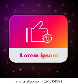 Icono de la mano blanca aislado en fondo negro. Botón de color Rectángulo.  Ilustración vectorial