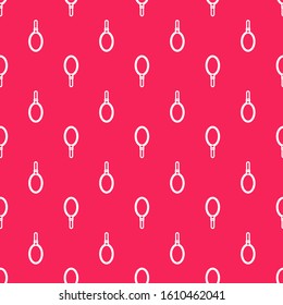 White line Hand mirror icon isolated seamless pattern on red background.  Vector Illustration