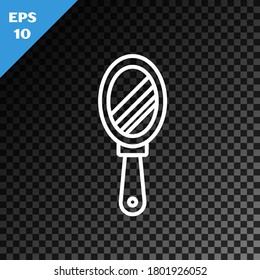 White line Hand mirror icon isolated on transparent dark background.  Vector Illustration