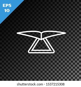 White line Hang glider icon isolated on transparent dark background. Extreme sport.  Vector Illustration